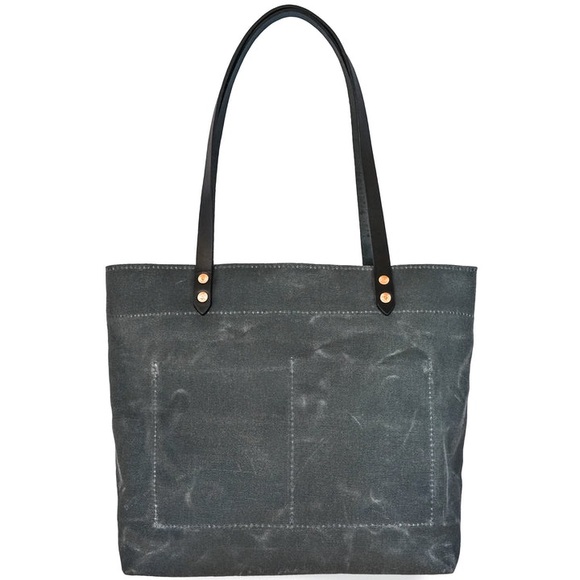 Hardmill Waxed Canvas Charcoal Gray Market Tote - Picture 3 of 16